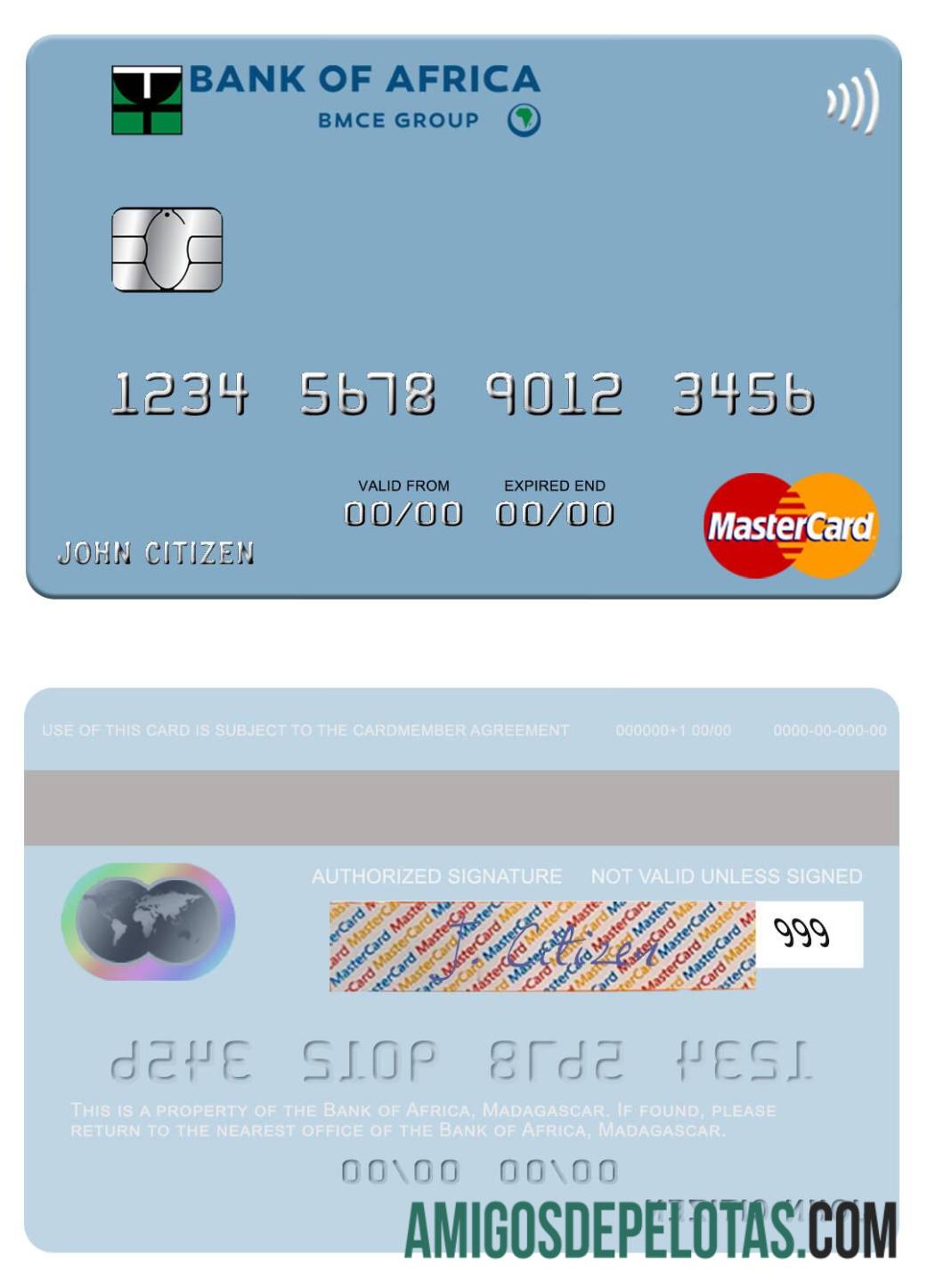 Madagascar Bank Of Africa Mastercard sample
